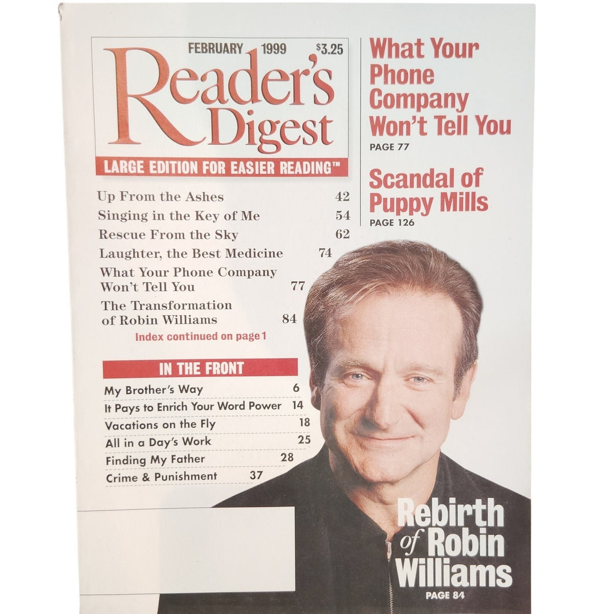 Vintage Reader's Digest Feb 1999 Large Print Robin Williams Cover