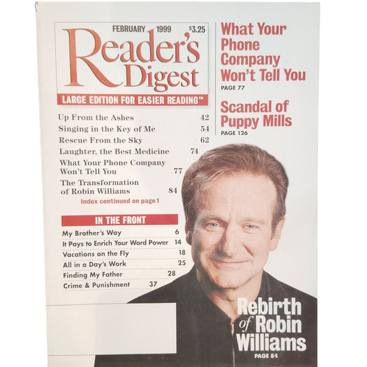 Vintage Reader's Digest Feb 1999 Large Print Robin Williams Cover