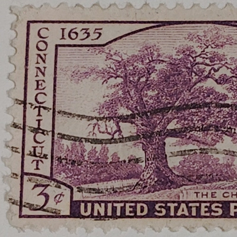 1935 3¢ Connecticut Tercentenary Stamp – Charter Oak – Scott #772 – Canceled