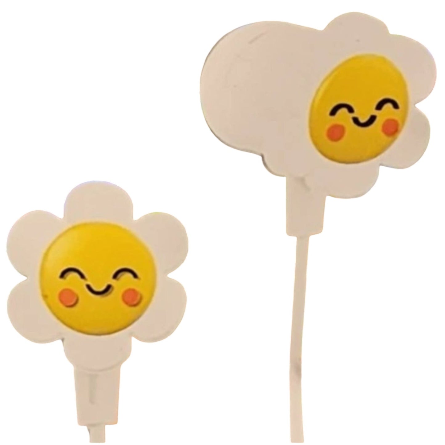 GEMS 'Daisy Smiles Flower' Novelty Wired Earbuds, White/Yellow, 3.5mm, 47.24"L