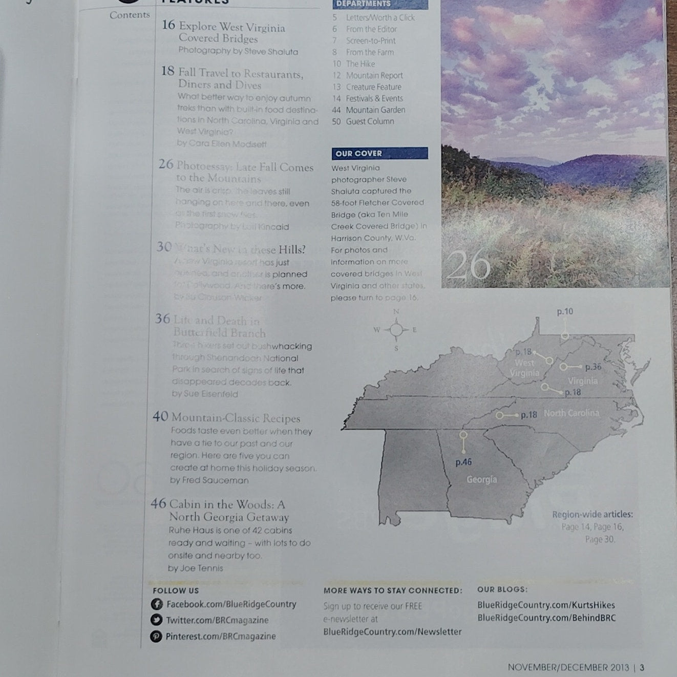 Blue Ridge Country Magazine - Nov/Dec 2013- "New Mountain Must-Do's" - Red/Green