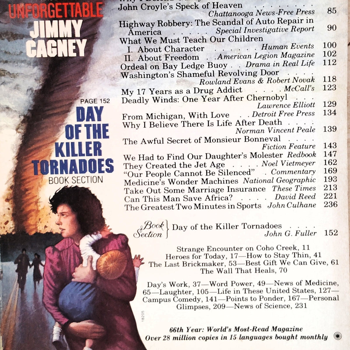 Vintage Reader's Digest May 1987 Magazine - Jimmy Cagney Chernobyl Tornadoes