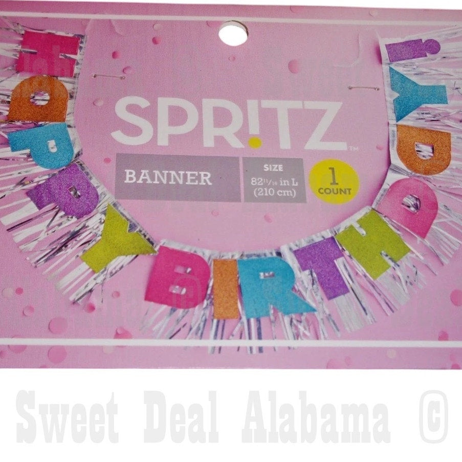 Spritz “Happy Birthday” Banner – Glitter Finish – 82" Length