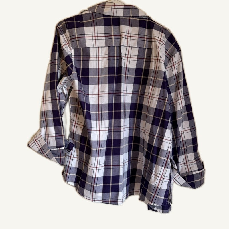 Foxcroft Wrinkle Free Plaid Button-Up Shirt & Purple Tank Top Set XL 16
