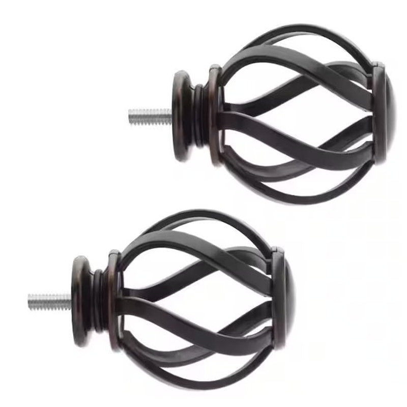 Oil-Rubbed Bronze Swirl Cage Finials (2 Sets of 2) Fits 1" Home Decorators Rods
