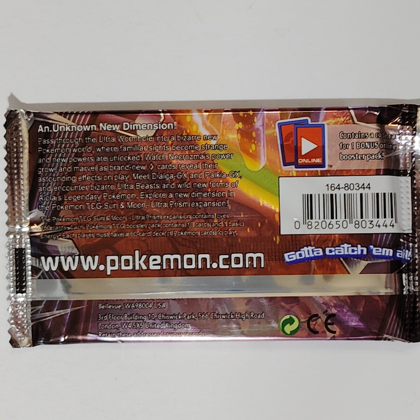 Pokémon - Taiwan Version, Sun & Moon Ultra Prism Booster, EN, Sealed, 10 Cards +