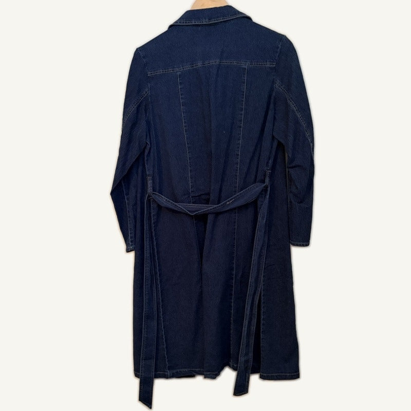 Venezia Woman 14W Blue Denim Trench Coat & Elastic Waist Pants 2-Piece Set