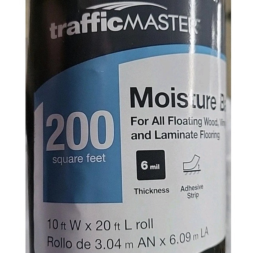 Moisture Barrier Underlayment, 200 Sq Ft 10' x 20' 6 Mil Vinyl Laminate Hardwood