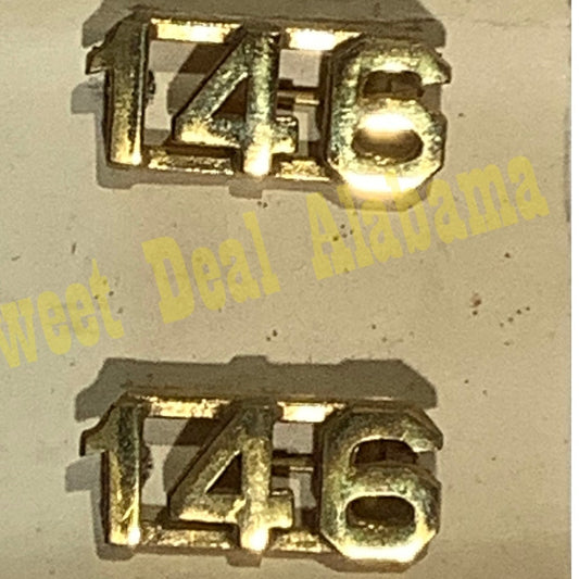 Early/Mid 1900s Brass C-Clasp "146" Collar Device 3/8"H Hat / Lapel Pins Set