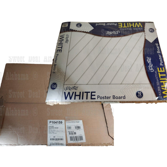 UCreate Poster Board 10-Pk + Pacon 4-Ply Railroad Board 25-Pk, 22"x28", White