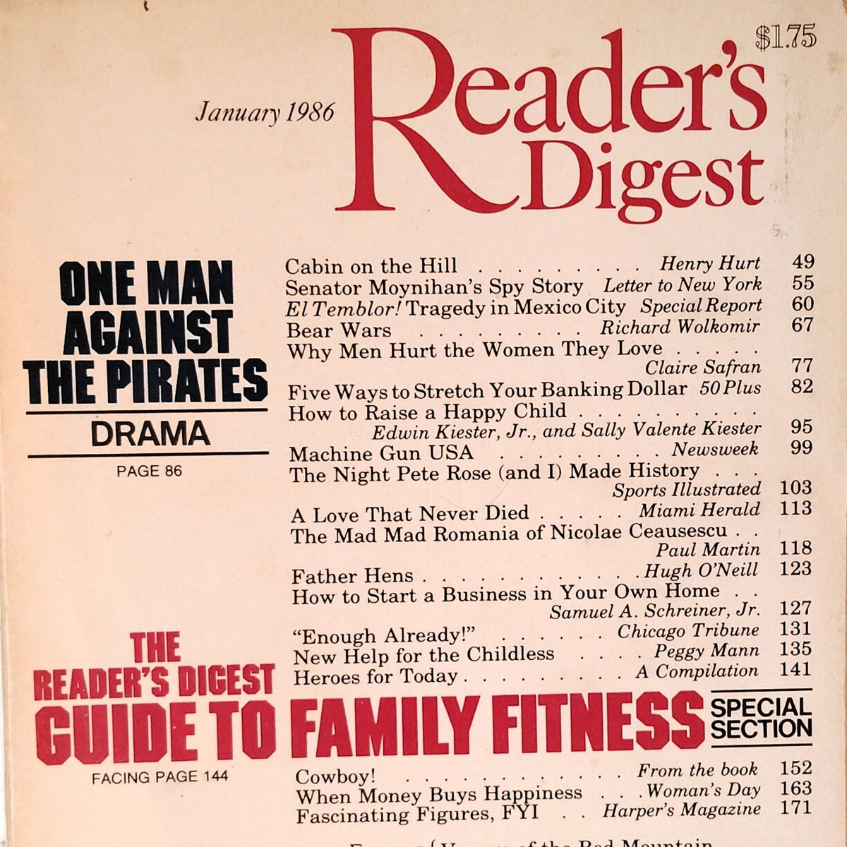 Reader's Digest January 1986 Magazine - Margaret Thatcher Family Fitness