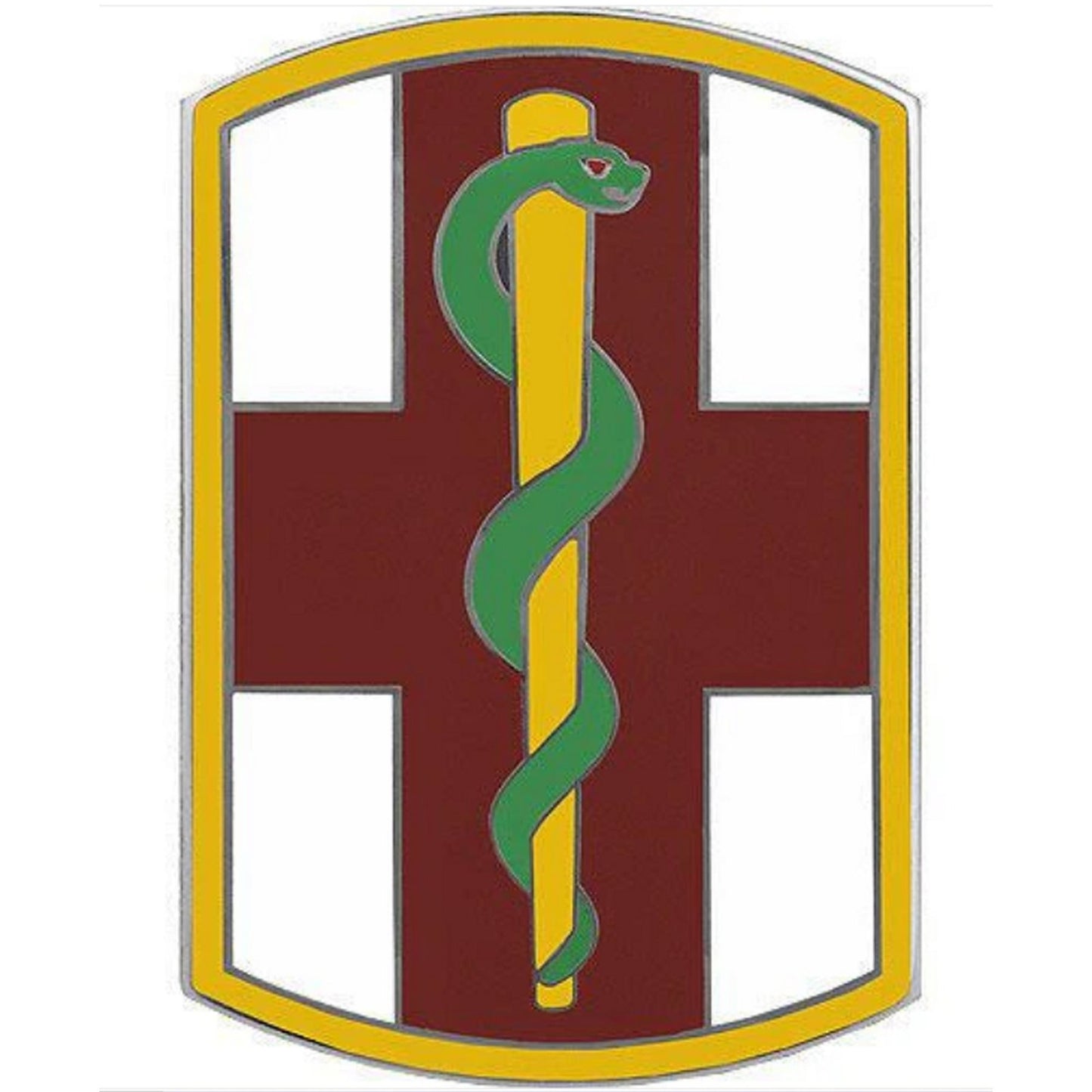 1st Medical Brigade CSIB Novelty Lapel Hat Pin Maroon White Gold Tone 2 × 1‑3/8"