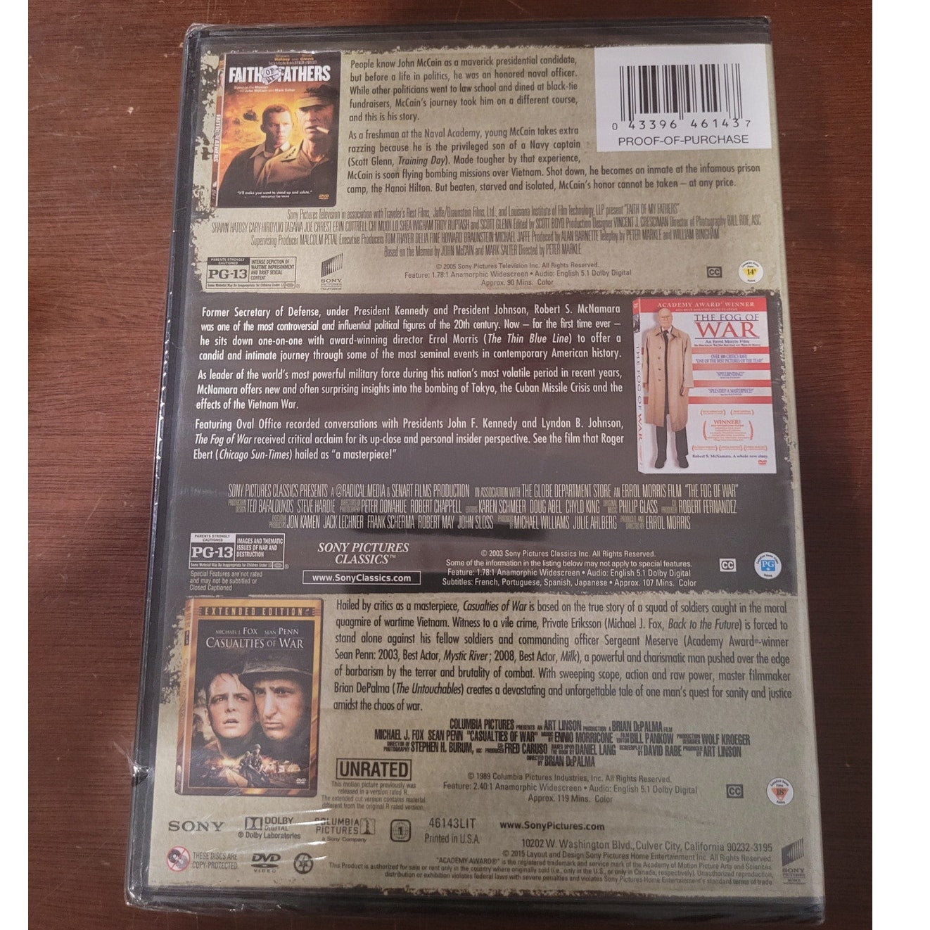 3-Movie Bold & Brave Collection Faith of My Fathers Fog of War Casualties of War