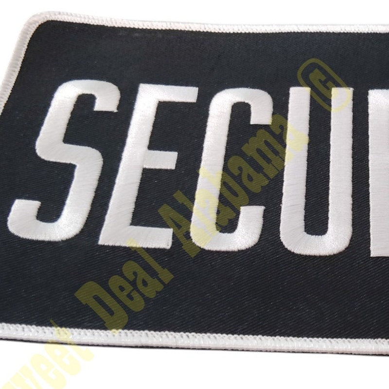 NOS, SECURITY 9" x 5" Silver Text, Black Background, Hook-N-Loop Back or Sew On
