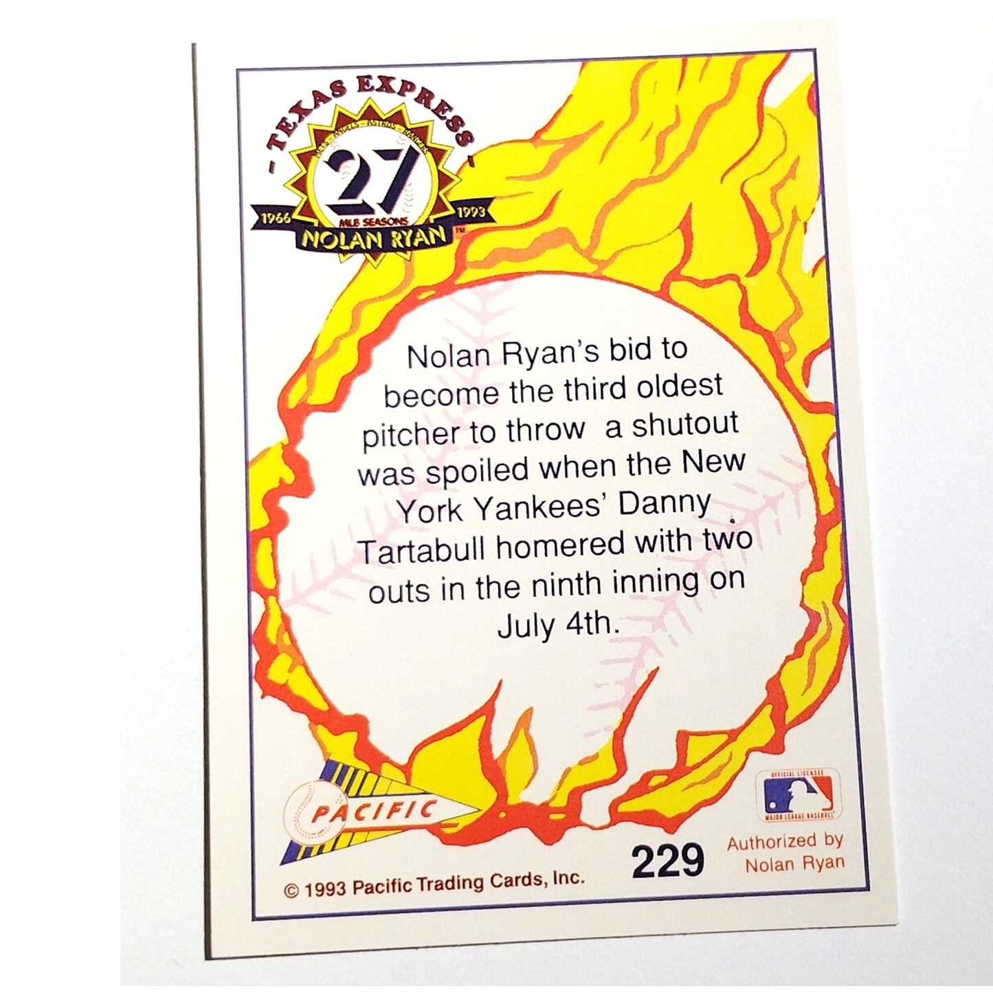 1993 Pacific Texas Express Nolan Ryan #229 Texas Rangers Pitcher 27 Seasons NM