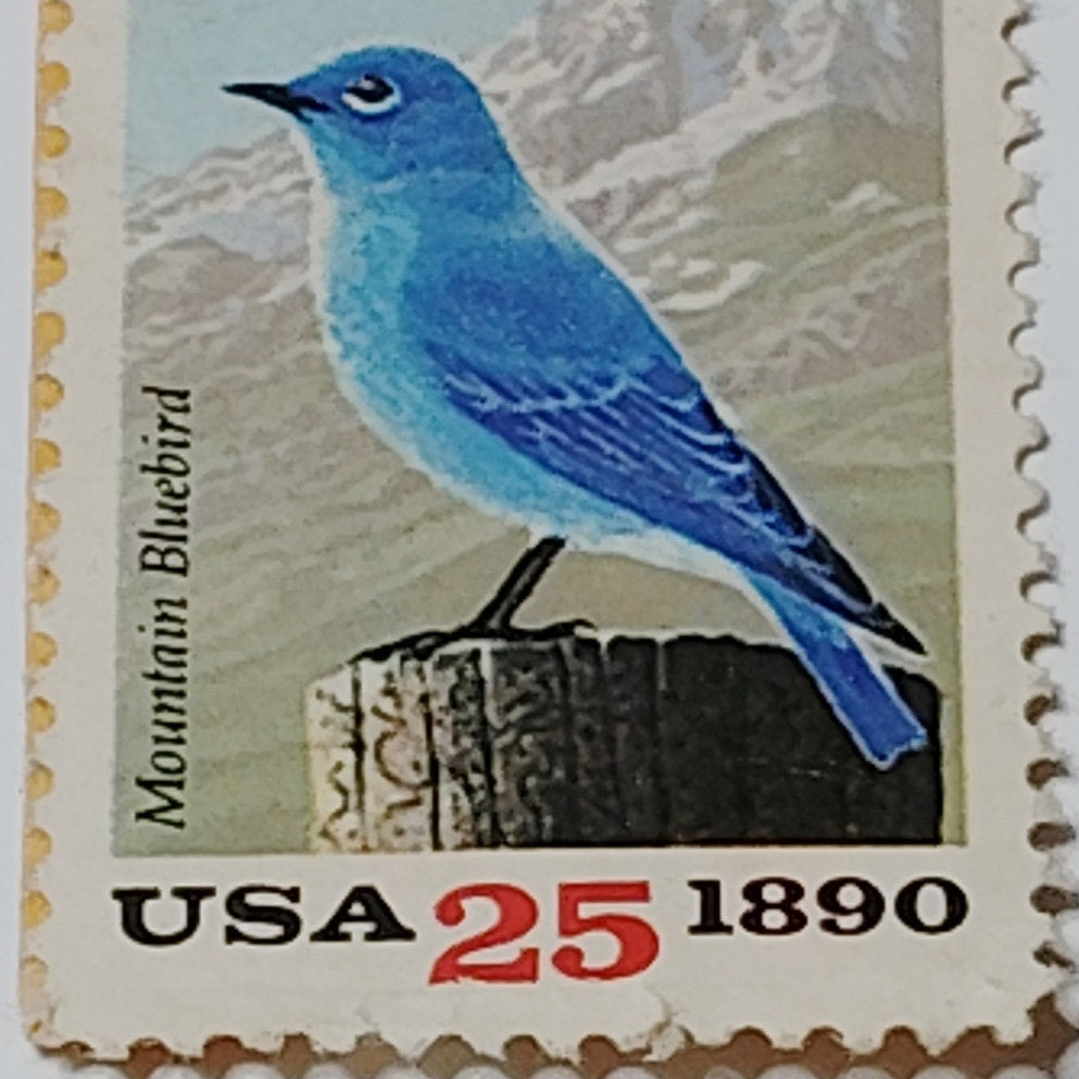 1990 USA 25 Cent Idaho Statehood Mountain Bluebird Stamp - Scott #2439