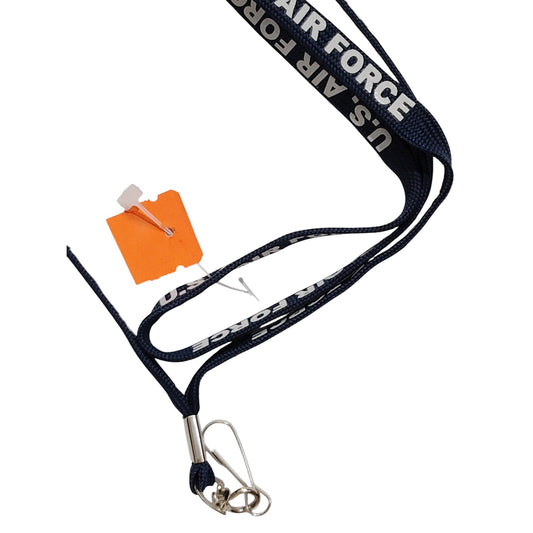 18" US Air Force Printed Lanyard w/ End Clip for Badge, 3/8"W Blue w/ White Text