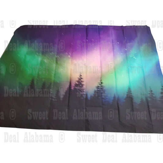 7x5 FT Northern Lights Photography Backdrop - Aurora Borealis, Pine Forest