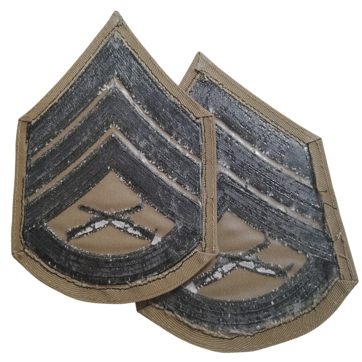 Men's USMC Staff Sergeant (E‑6) Patches – Green on Khaki – Pair – 4.63" × 5.13"
