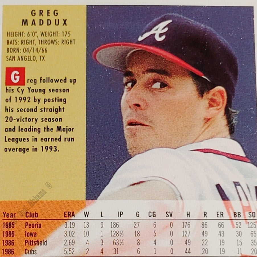 Greg Maddux, Atlanta Braves, #365, 1994 Fleer Baseball Collector's Card