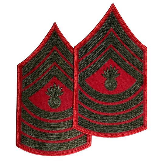 1 Set US Marine Corps Master Gunnery Sergeant, Green/Red, 6-1/4"H x 3-1/2"W