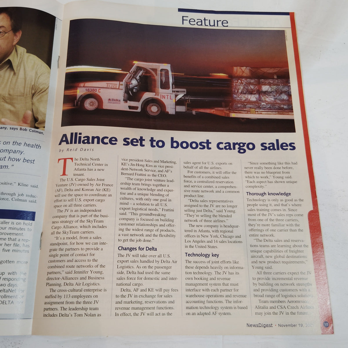 Delta News Digest Magazine November 19, 2001 - Consolidating Cargo & French Rail