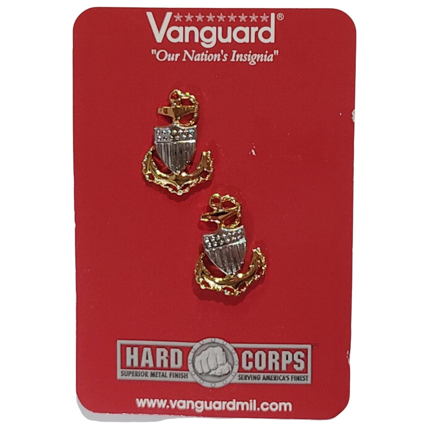 Coast Guard Collar Device – E7 Chief Petty Officer – Gold & Silver Finish – 7/16" x 1"