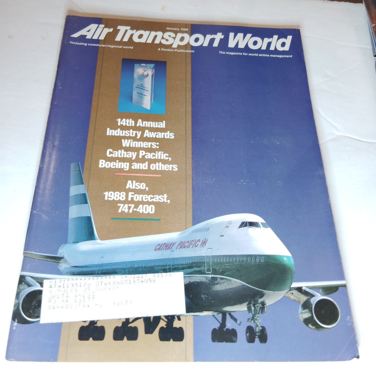 Air Transport World Magazine - January 1988 - Cathay Pacific Boeing 747-400