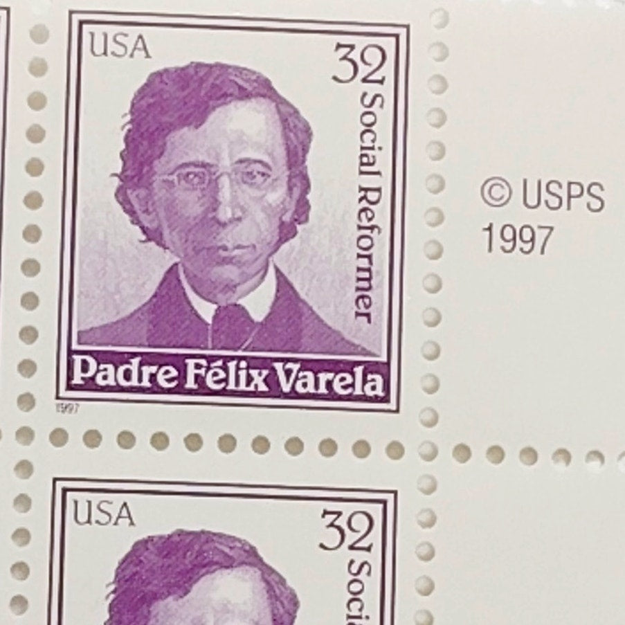 Plate Block of 4 – 1997 USA 32¢ Padre Félix Varela MNH Scott 3166 – Microprint