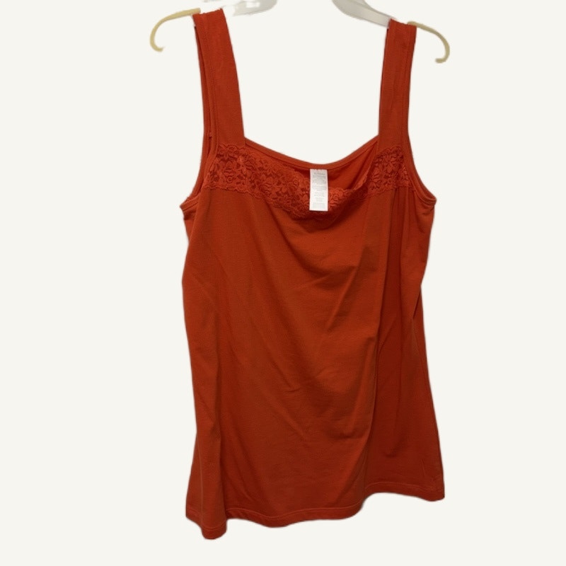 First Glance Women's XL Abstract Art Print Button-Up & Orange Tank Top Set