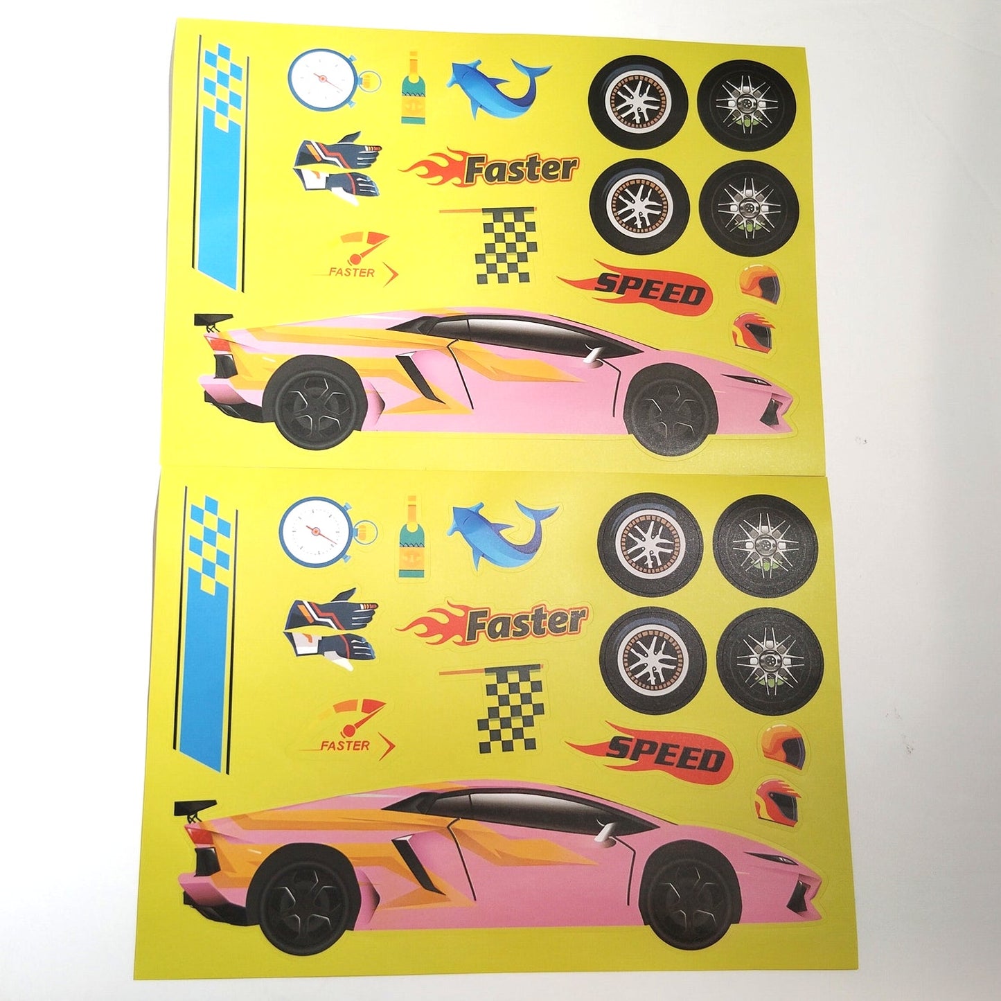 12‑Sheet Racing Car Assembly Sticker Set DIY Cartoon Race Car Craft Pack