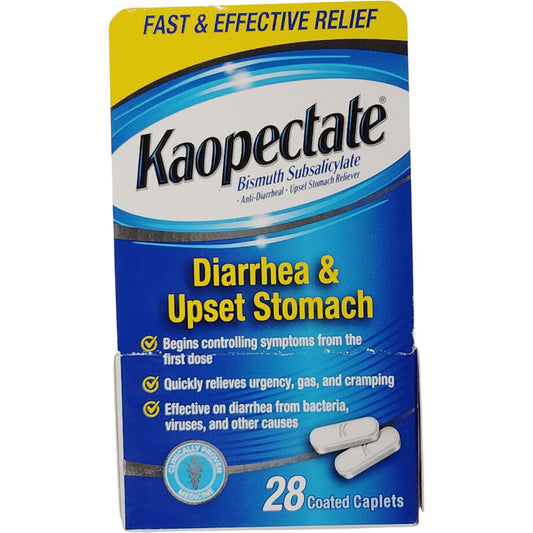 Kaopectate Diarrhea Relief – 28 Coated Caplets – Bismuth – Exp. 12/2026