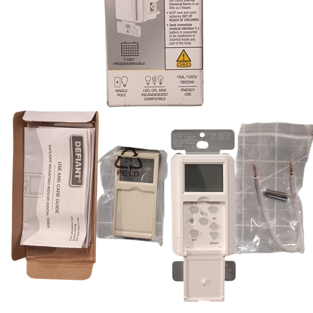 Defiant 5 Amp 30-Minutes Indoor in-Wall Digital Programmable Timer, White