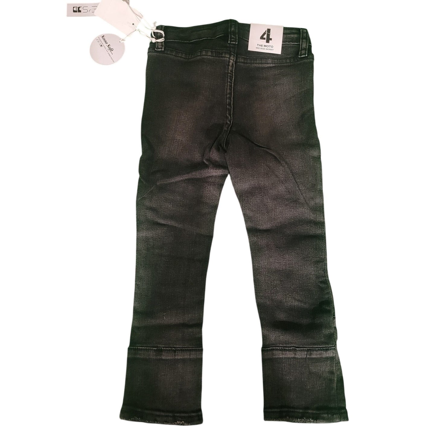 Joe’s Kids Moto Jeans, Girls 4R, Mid Rise Skinny Distressed Stretch Black Denim