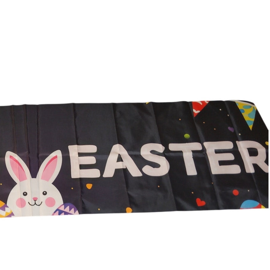 Happy Easter Banner 80x17 in Bunny & Eggs Outdoor/Indoor Decor w/ Grommets