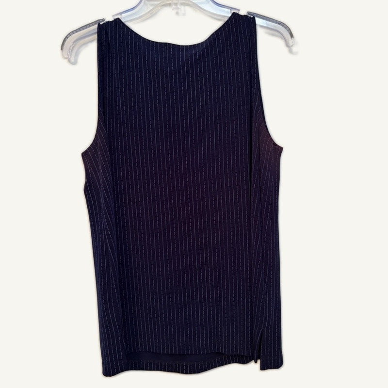 Draper's & Damon's Navy 3-Piece Acetate Spandex Set - Tank, Button-Up, Pants L