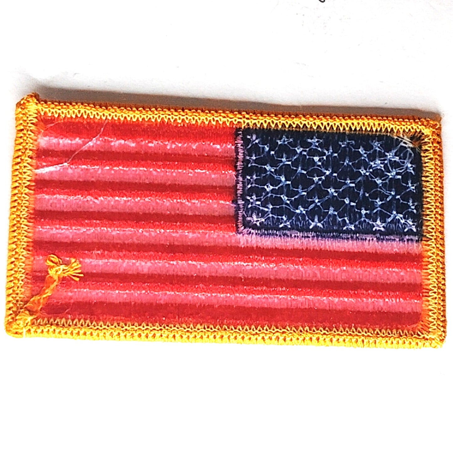 US Flag Patch Standard Orientation Full Color Gold Border Sew-On 3-1/4" x 1-7/8"