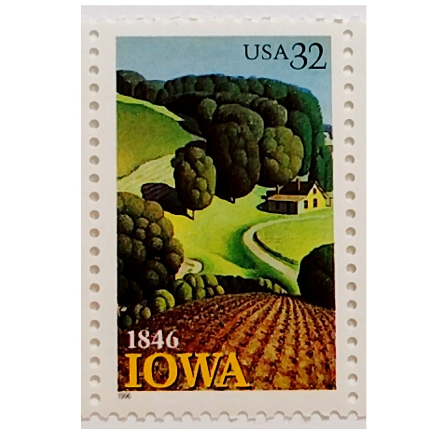 1996 USA 32¢ Iowa Statehood Sesq. – Grant Wood Young Corn – Strip of 5 MNH