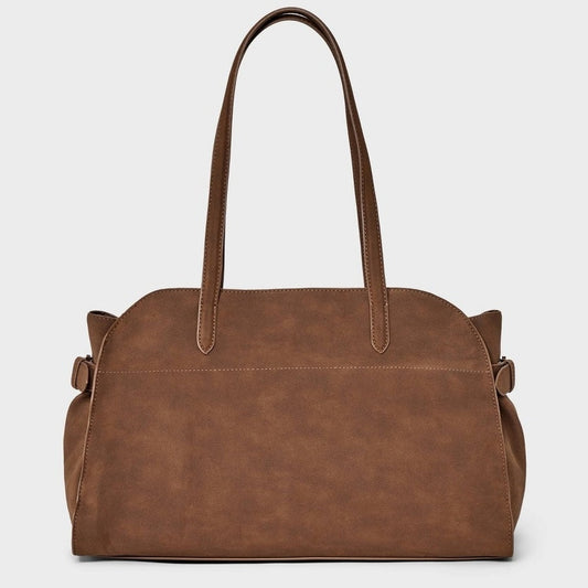 Solid Soft Satchel Handbag – a New Day™ Tan – Woven Shell Design – Double Shoulder Handles