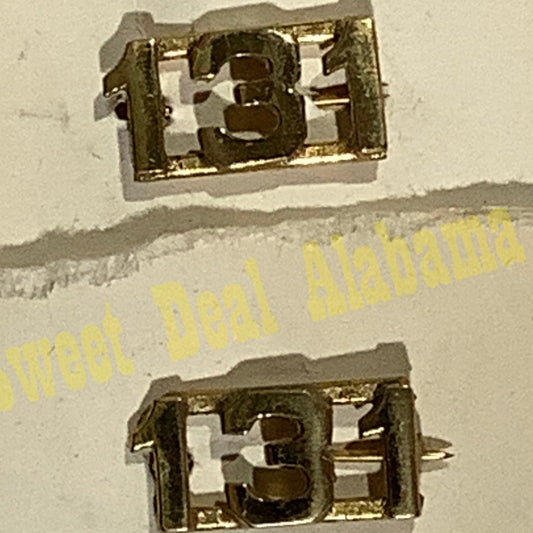 Early/Mid 1900s Brass C-Clasp "131" Collar Device 3/8"H Hat / Lapel Pins Set