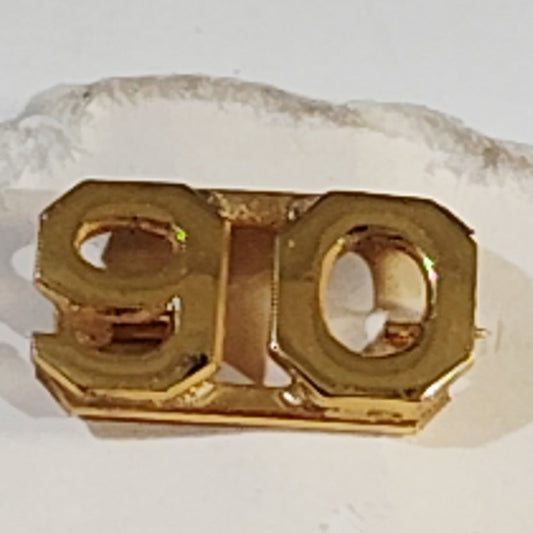 Early/Mid 1900s Brass C-Clasp "90" Collar Device 3/8"H Hat / Lapel Pin