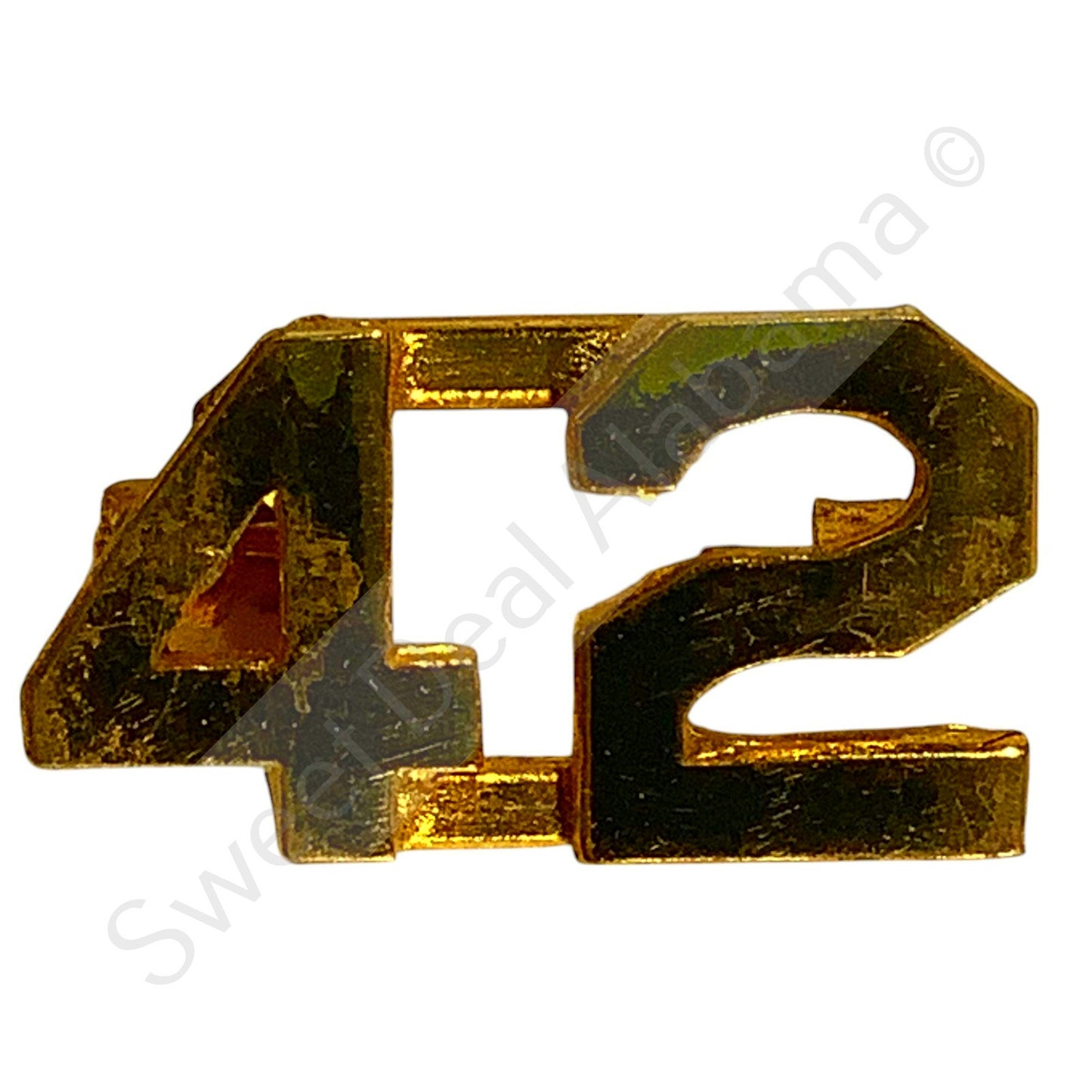 WWI Era Numeric "42", Brass Military C-Clasp Hat / Lapel / Collar Pins Set 3/8"H