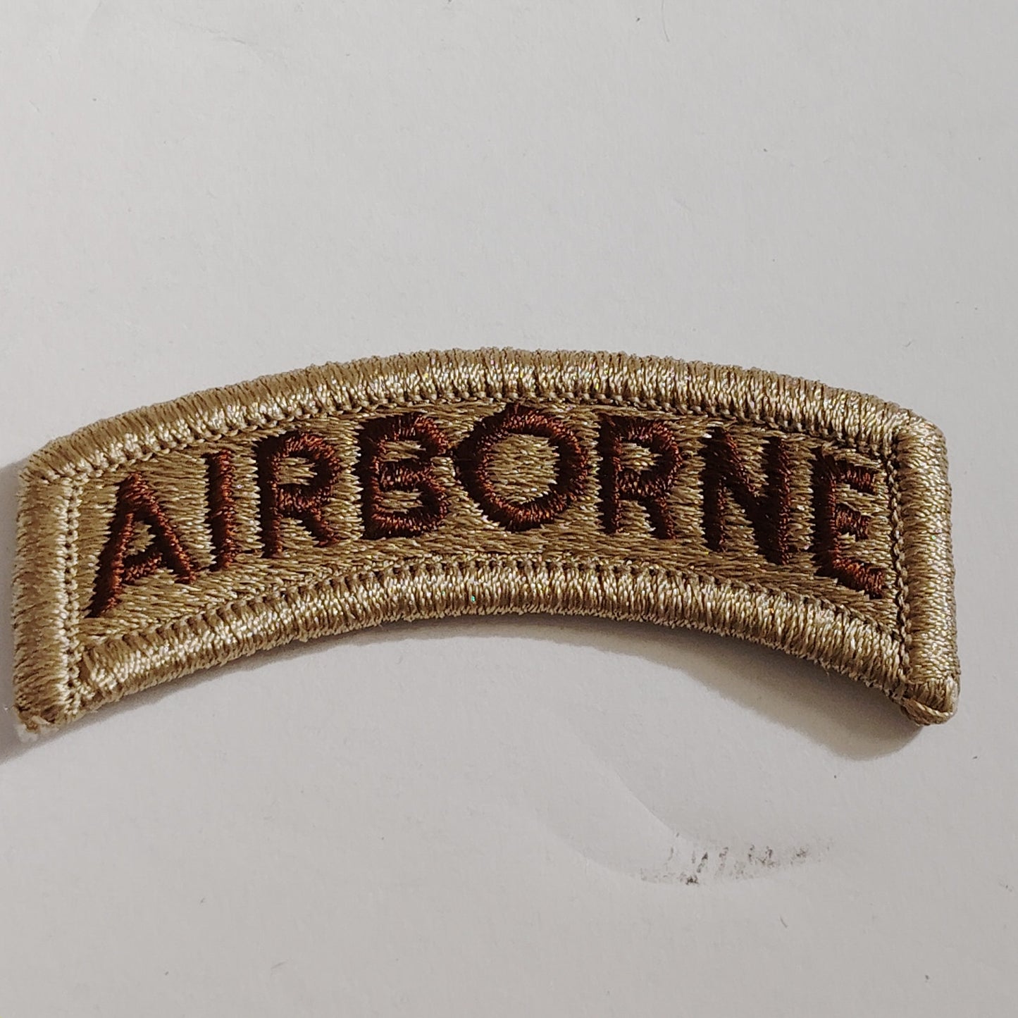1 Pair U.S. Army Airborne Tabs Desert Tan Sew-On Novelty Patch Set 2‑1/2" × 1"