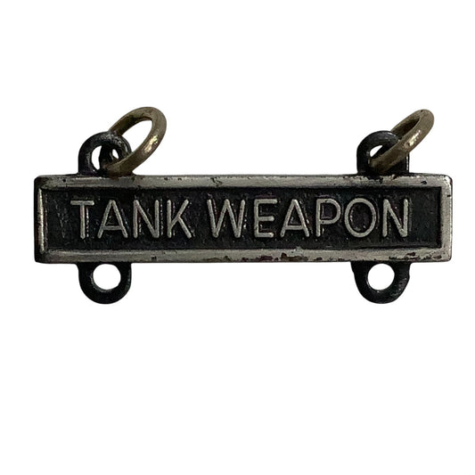 Military Qualification Bar Tank Weapon, Silver w/ Black Background, 1/2"H x 1"W