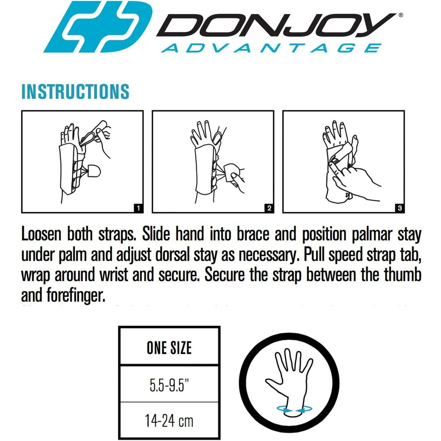 Donjoy Speed-Wrap Wrist Brace – Right Hand, One Size Fits Most, DA161WB02-BLK-R