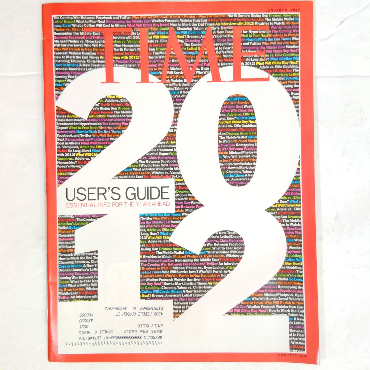 TIME Magazine January 9 2012, User's Guide for 2012,  Boing 787 Dreamliner
