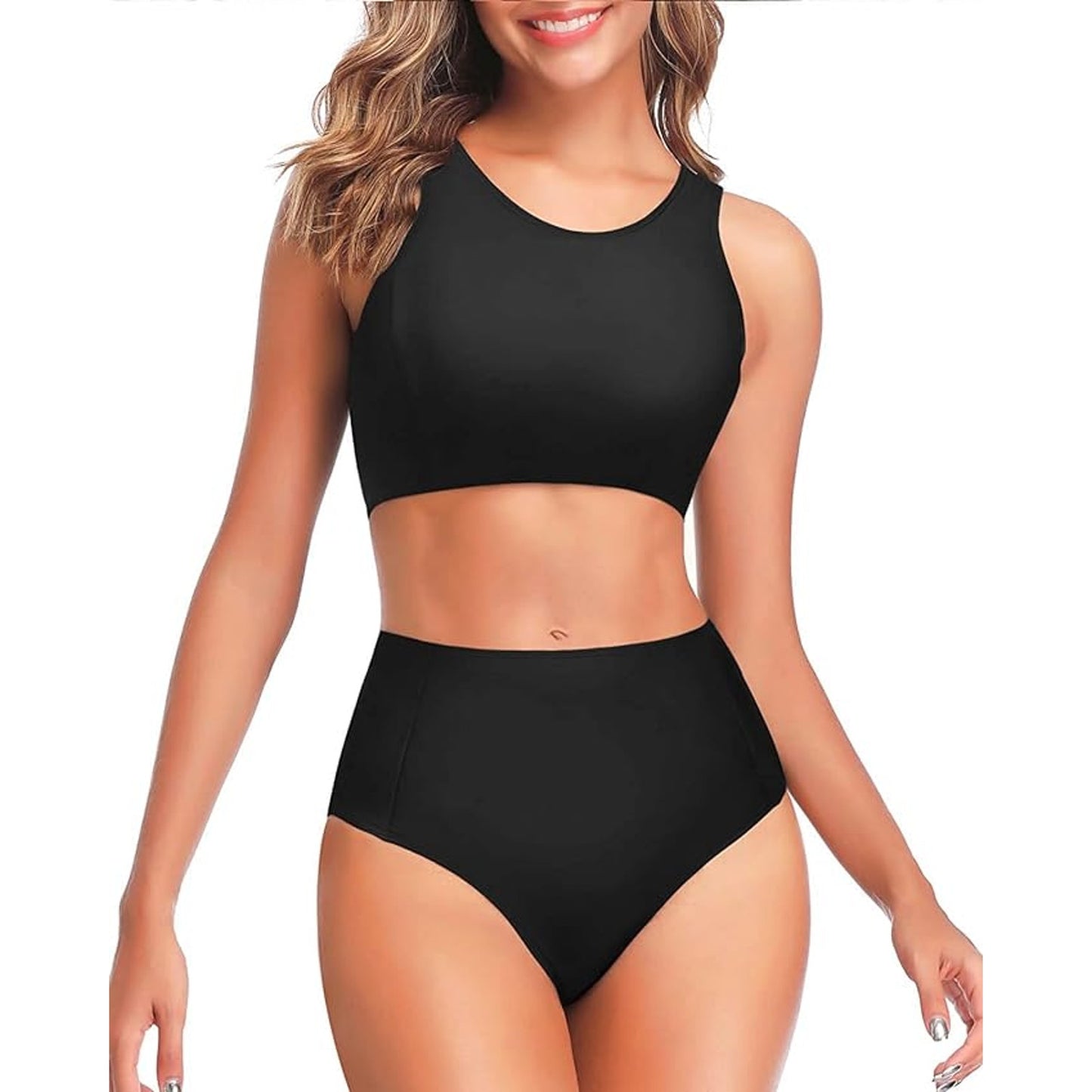Tempt Me Two Piece High Waisted Bikini Set Sporty Swimsuit, SM (4-6)