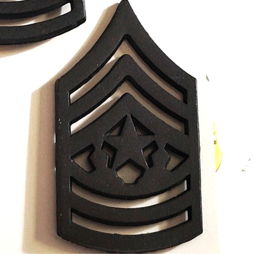 US Army CSM E‑9 Subdued Rank Insignia Novelty Hat, Lapel Pins Set 1‑3/8" × 3/4"