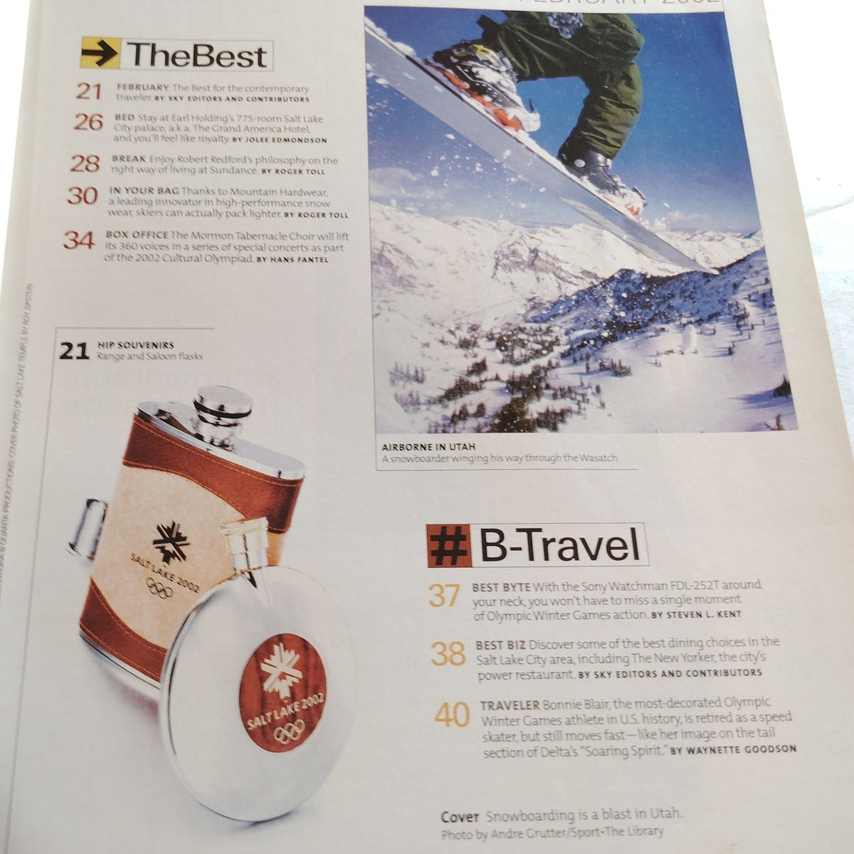 Delta Sky Magazine, February 2002: Skiing, Robert Redford, Winter Olympics