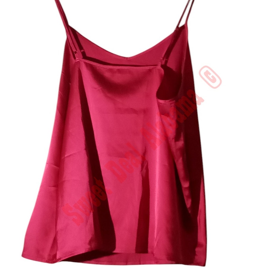 Women's Satin Camisole Sleeveless Spaghetti Strap Silk Cami, Rose, L
